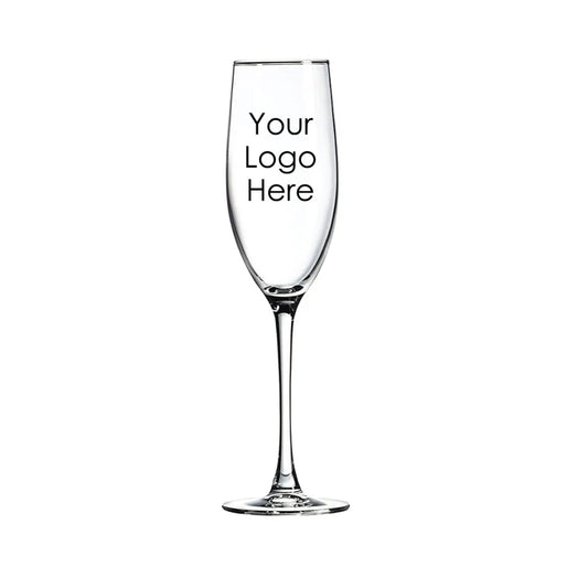 Personalized Tall & Elegant Champagne Flutes with Stem Glasses 8oz- Add Your Logo, Brand or Design Here